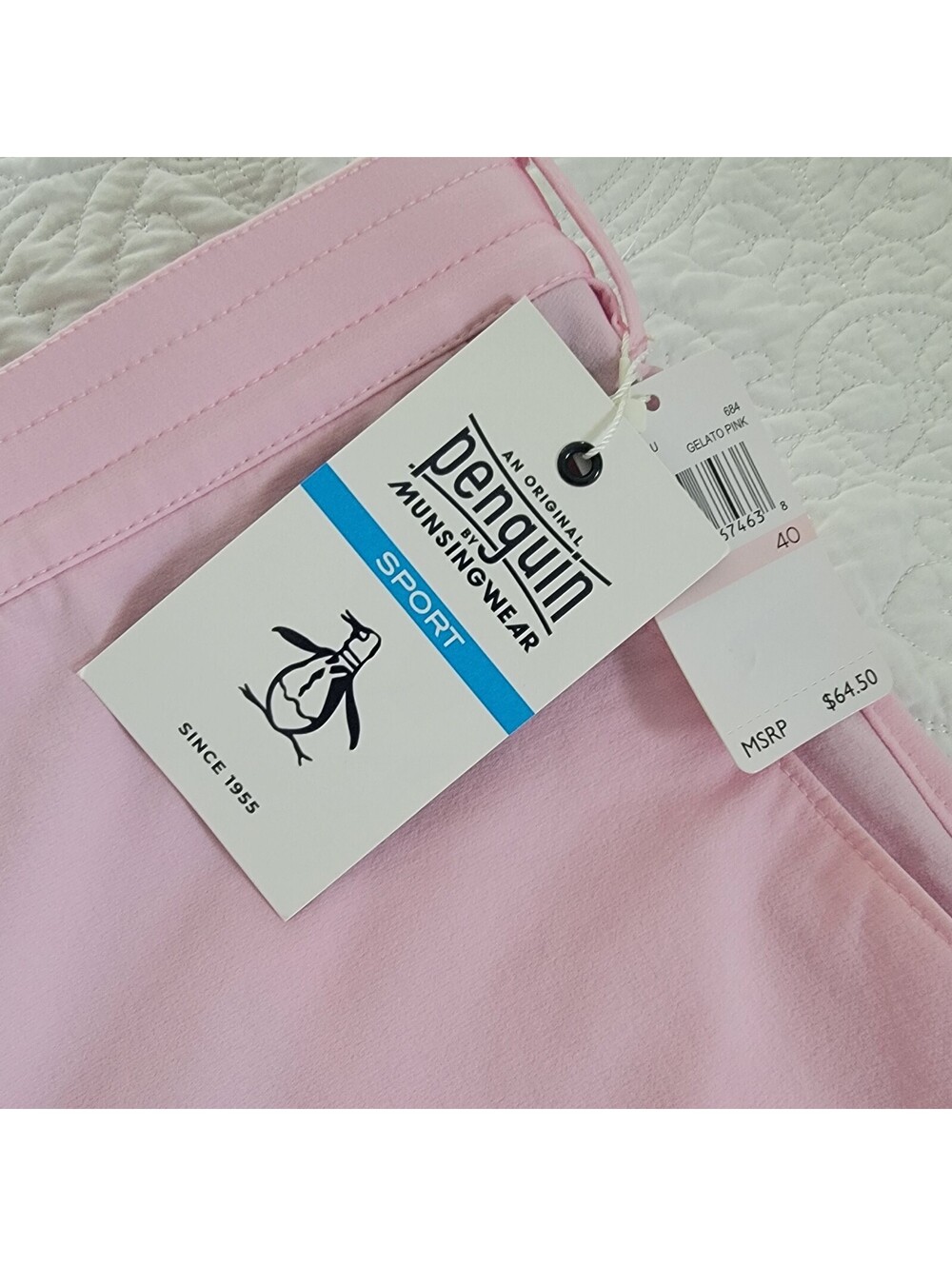 Penguin Golf Shorts Mens 40 Pink Stretch Performance Flat Front Preppy